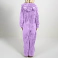 thumbnail image 3 of Women's Plush Hooded Bodysuit Plush Pajamas Long Sleeve Warm Flannel Bodysuit, 3 of 9