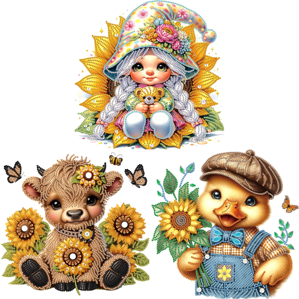 5D DIY Con Forma Especial Parcial Arte Girasol 30x30cm