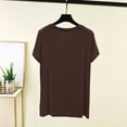thumbnail image 7 of ClodeEU Women's Crew Neck Short Sleeve T Shirt with Side Slit,Casual Solid Color Summer Blouse Coffee,Women's Plus XXL, 7 of 7