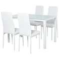thumbnail image 1 of White 5-Piece Rectangular Glass Dining Table Set with Metal Frame & Faux Leather Chairs for Kitchen or Dining Room - 47.2" x 27.6", 1 of 7
