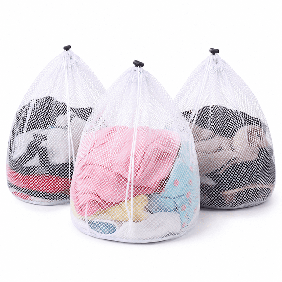 3 Pcs Mesh Laundry Bags Washing Machine Mesh Wash Bags Jumbo for College,Dorm and Apartment 28 x 26 inches (3 XXL )