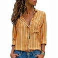 thumbnail image 1 of DPTALR Women Casual Striped Printing Long Sleeve Shirt Blouse Button Down Tops, 1 of 6