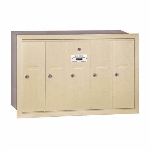 Vertical Mailbox - 5 Doors - Sandstone - Recessed Mounted - USPS Access
