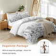 thumbnail image 7 of Minimalism Flower Bedding Duvet Cover Set Queen Size 4 Pieces Line Drawing Simple Plants Black Grey Bedding Set with Zipper Closure, 1 Comforter Cover 90x92 Inches 1 Flat Sheet & 2 Pillow Cases, 7 of 7