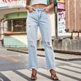 thumbnail image 2 of Vedolay Pants for Women Mid Rise Jeans Rolled Hem Distressed Ripped Denim Pants Jeans BU1,XL, 2 of 5