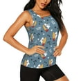 thumbnail image 2 of Xecao Surf Shark print women's scoop neck, loose-fit workout tank tops for the gym., 2 of 9