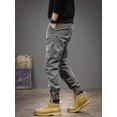 thumbnail image 2 of Pantalones cargo grises para hombre, multibolsillos, negros, ajustados, con múltiples bolsillos, de estilo coreano, de algodón y nailon, Y2k, de lujo, 2 of 5