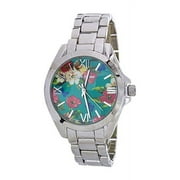 2Chique Boutique Women's Floral Print Crystal Fashion Watch, Mint