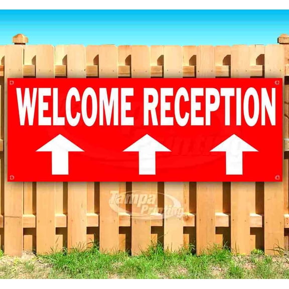 Welcome Reception 13 oz Vinyl Banner With Metal Grommets