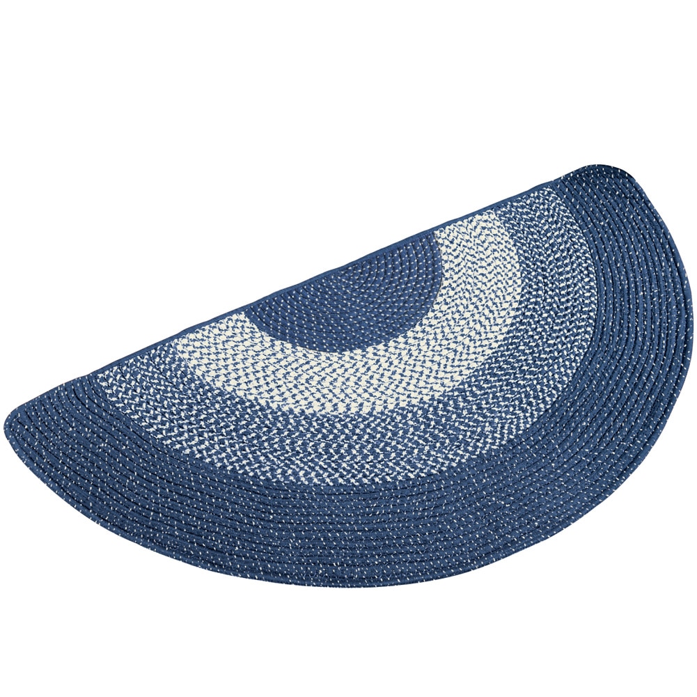 SkidResistant Half Slice Braided Floor Rug, Navy