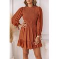 thumbnail image 3 of ABPHQTO Vestido con volantes y manga farol fruncido para mujer, 3 of 5