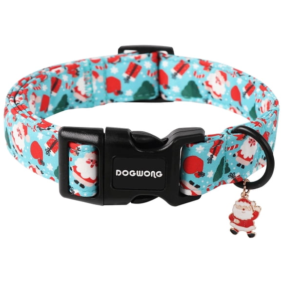 Collar para perro DOGWONG, grande, 2,5 cm de ancho, 40,6 a 60 cm, Papá Noel