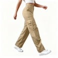 thumbnail image 2 of Pantalones Cargo Mujer Pierna Ancha Elástico Talle Alto Ligero Pantalones De Senderismo Casual Holgado Moda Ropa De Calle Y2k Trajes, 2 of 7