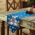 thumbnail image 3 of Table Runner Dresser Scarves Christmas Cute Snowman with Gift Cotton Linen Burlap Table Cover Winter Snowflake on Blue Table Runners for Family Kitchen Dining Holiday Party Banquet Decor, 3 of 5