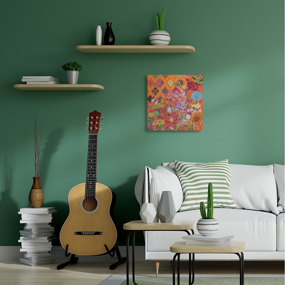 Stupell Industries Warm Arabesque Geometric Pattern Vibrant Florals Canvas Wall Art by Sangita Bachelet