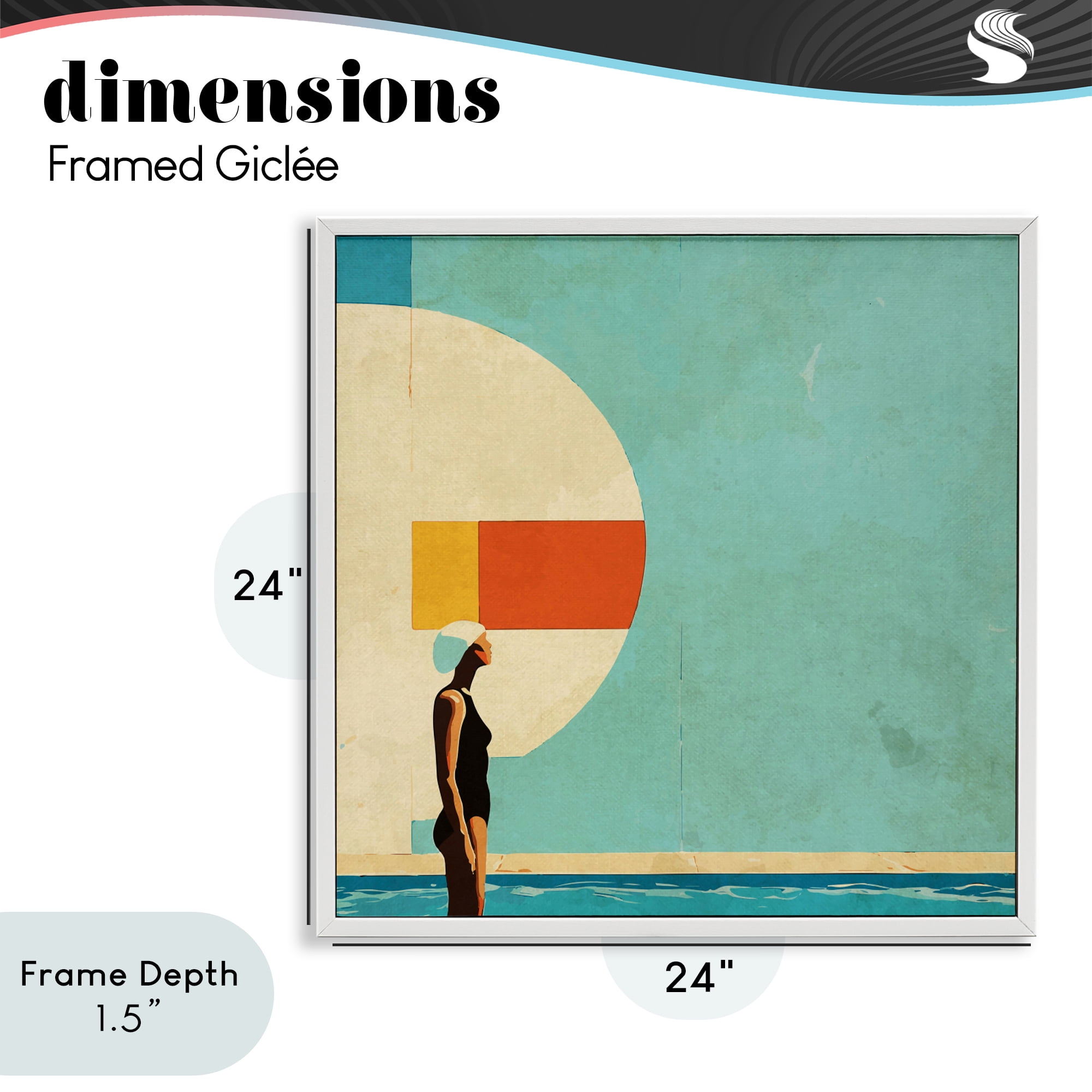 Stupell Industries Midcentury Pool Geometric White Framed Giclee Art, design by Layla Oz
