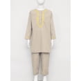 thumbnail image 5 of iiniim Boys Muslim Clothing Kaftan Middle East Youth Embroidered Top with Pants Suit Arabic Wear Khaki 130, 5 of 7