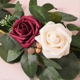 thumbnail image 4 of Ponatia 6ft Burgundy Roses Artificial Flowers Garland Eucalyptus Flowers, Wedding Table Wreath, 4 of 5