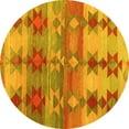 thumbnail image 1 of Ahgly Company Machine Washable Indoor Round Southwestern Yellow Country Area Rugs, 7' Round, 1 of 4
