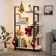 thumbnail image 3 of Organizedlife 4-Tier Brown Wood Bookshelf, 11.8W x 31.5D x 47.2H, Freestanding Open Storage Shelf for Living Room, Bedroom & Office, 3 of 9