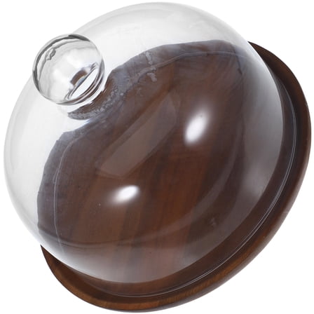 HEALEEP Wooden Cake Tray with Glass Dome for Storage Use Multi Elegant Display for Cake Dessert 7.5 Inches