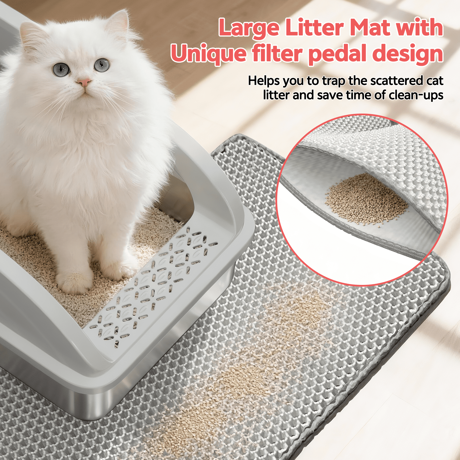 Stainless Steel Cat Litter Box,YUWENUS High Sided Cat Litter Box Metal Litter Pan with Lid Large Litter Box with Scoop, Dark Gray