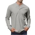 thumbnail image 1 of pstuiky Camisas de invierno de manga larga para hombre, Camiseta deportiva informal de manga larga con botones y cuello en V para hombre Tops casuales para hombres m, 1 of 6