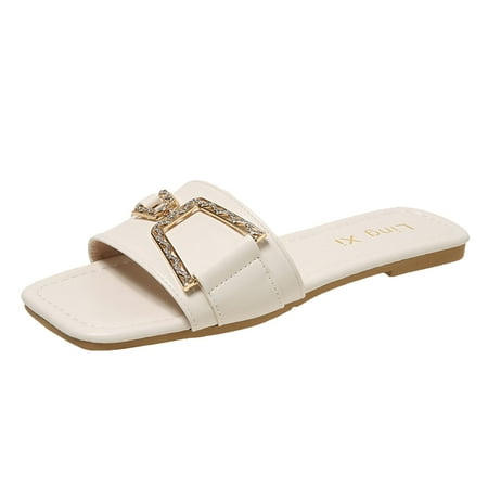 

Women House Slippers Memory Foam Women Slippers Summer New Pattern Fashion Chain Decoration Non Slip Flat Bottom Comfortable Large Beach Sandals