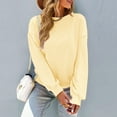 thumbnail image 6 of Sweaters For Women Trendy Casual Crewneck Long Sleeve Sweatshirts Teen Girls Outfits Polyester Spandex Yellow Size M-2Xl Oversized Sweaters For Women, 6 of 8