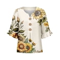 thumbnail image 4 of Yellow Shirts for Womens 3/4 Sleeve Fall Slim Fit Basic Shirt Layer for Office, 4 of 4