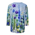thumbnail image 5 of ICHUANYI Clearance Women's Fashion Printed T-shirt 3/4 Sleeves Blouse Round Neck Casual Tops(Sky Blue, XXL) ICHUANYI WER2023080900807, 5 of 5