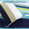 thumbnail image 3 of Aquamarine Stripe Patchwork Navy Blue Green Star Dot Cotton Twin Reversible Quilt Bedding Set, 3 of 6