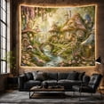 thumbnail image 6 of Glowing Mushroom Cottage Village Along a Winding Stream, Cozy Fantasy for Nature Lovers, Woodland Decor, Housewarming Gift, Tapestry Wall Hanging for Bedroom and Dorm, 6 of 7