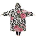 thumbnail image 2 of Oversized Wearable Blanket Hoodie,Pioneer Flower Floral Print Pattern Sherpa Blanket Hoodie with Super Pockets,Super Warm Fuzzy Pullover for Women & Men, 2 of 6