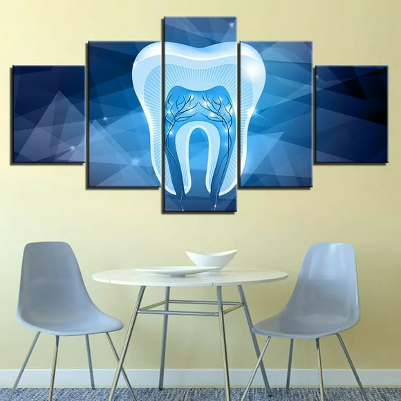 5 Panels Dentistry X Ray Tooth Dental Clinic Decor Canvas Painting Wall Art Canvas Print Wall Decorative Painting No Frame, unframed.,A,S
