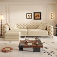 thumbnail image 5 of 97.7" 3-in-1 Convertible Sleeper Sofa,28.4" Deep Seat Pull Out Sofa Bed,Button Tufted Modern Sofa,4-Seater Couch with Movable Ottoman for Living Room,Small Space,Apartment,Office,Bedroom,Apricot, 5 of 25