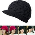 thumbnail image 2 of QUTETN 2 Pcs Bonnet Tricoté Chaud d'Hiver pour Femmes avec Visière, 2 of 4