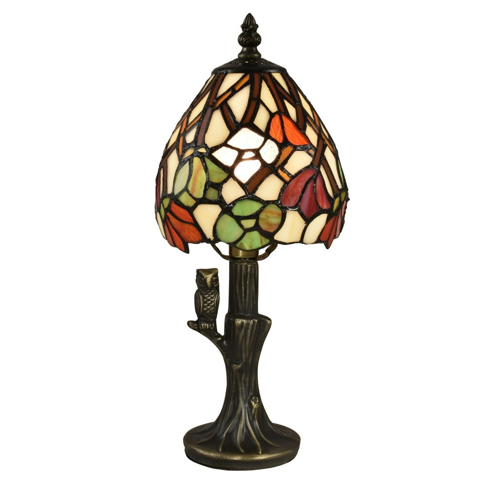 14" Antique Bronze Owl Garden Hand Rolled Tiffany-Style ...