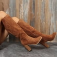 thumbnail image 4 of Winter Fall Knee High Boots for Women with Side Zipper Fashion Suede Pointed Toe High Heels Wide Calf Tall Dress Boots, 4 of 7