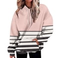 thumbnail image 2 of TFEOQRY Hooded Sweatshirts for Women Loose Striped Printed Pullover with Pockets Long Sleeve Hooded Tops Sweatshirt Pink, 2 of 5