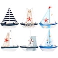 thumbnail image 1 of 6Pcs Mediterranean Style Sailboat Models Nautical Wooden Sailing Boat Ship Decor, 1 of 8