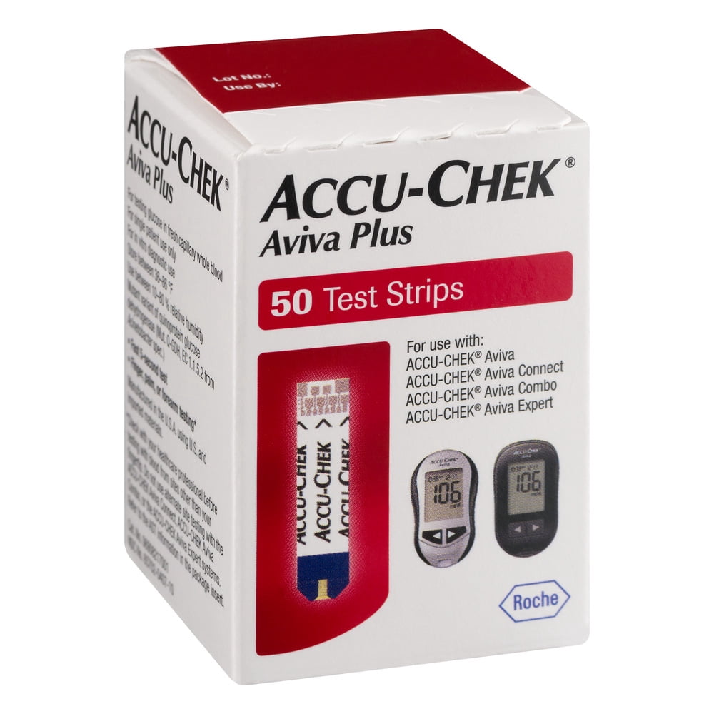 Accu-Chek Aviva Plus Blood Glucose Test Strips - 50 Test Strips per Box