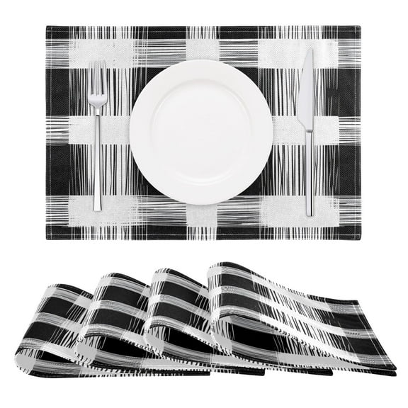 White and Black Reversible Placemat Non Slip Coffee Mat 18x12 Inch for Dining, Kitchen, Coffee