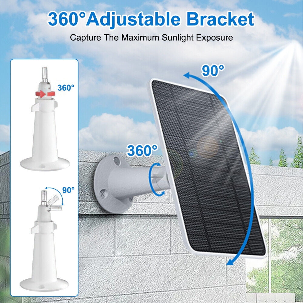 Solar Panel for Security Camera,10W USB Solar Panel Micro USB & USB-C Port Solar Panel IP65 Waterproof Solar Charger for Camera with 360°Adjustable Mounting