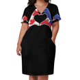 thumbnail image 3 of Vestido haitiano haitiano con bolsillos sueltos, estilo canadiense, con amor, corazón y paz, para mujer, falda para festival, vestido de verano para mujer 2025, 3 of 7
