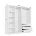 thumbnail image 3 of Open Style Storage Wardrobe, Wooden Wardrobe Cabinet with 5 Storage Shelves, 2 Hanging Rod and 3 Drawers, Free Standing Doorless Storage Cabinet Closet for Bedroom, White, 3 of 9
