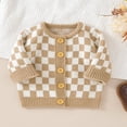 thumbnail image 2 of Infant Baby Boy Girl Autumn Winter Sweater Checkerboard Pattern Long Sleeve Round Neck Pullover Button-Down Knitwear Cardigan, 2 of 7