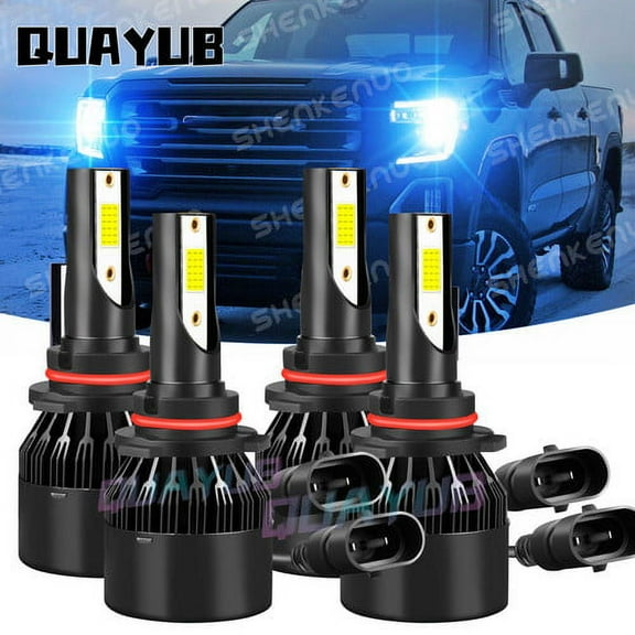 For GMC Sonoma 1994-2004 4x Ice Blue LED High/Low Beam 9005 9006 Headlight Bulbs
