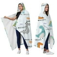 thumbnail image 2 of Wearable Blanket,LightBlue Cartoon Dinosaurs Name Pattern Hooded Wearable Flannel Blanket for Adults & Teens,Winter Poncho Shawl Wrap Cape Cozy Anti-Pill,50"x60", 2 of 5