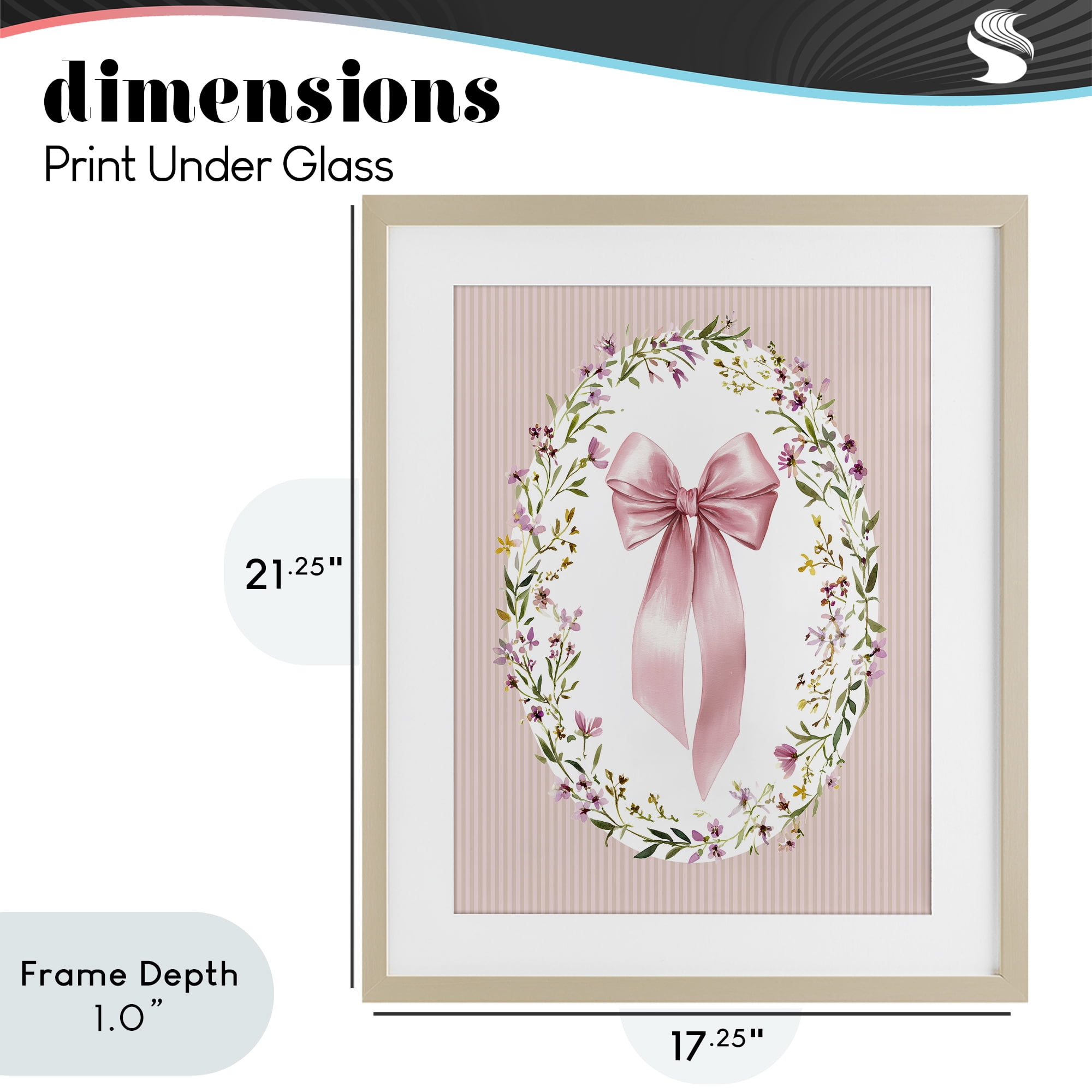 Stupell Industries Ribbon with Oval Florals Birch Framed Print Under Glass, design by Christine Simpson Art